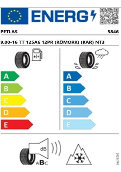 9.00-16 Tt 125A6 12PR (Römork) (Kar) Nt3 Römork Lastiği (Üretim TARIHI:2022) fiyatları