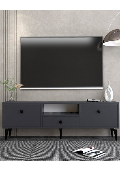 1300DROPDH-1 Tv Sehpası Antrasit-Siyah Kulp