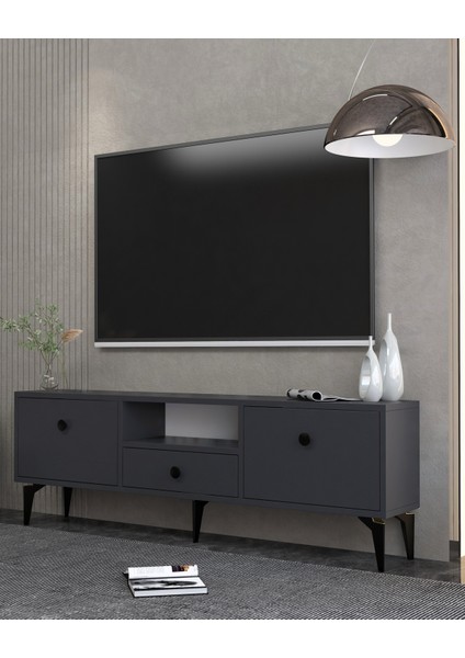 1300DROPDH-1 Tv Sehpası Antrasit-Siyah Kulp fiyatları