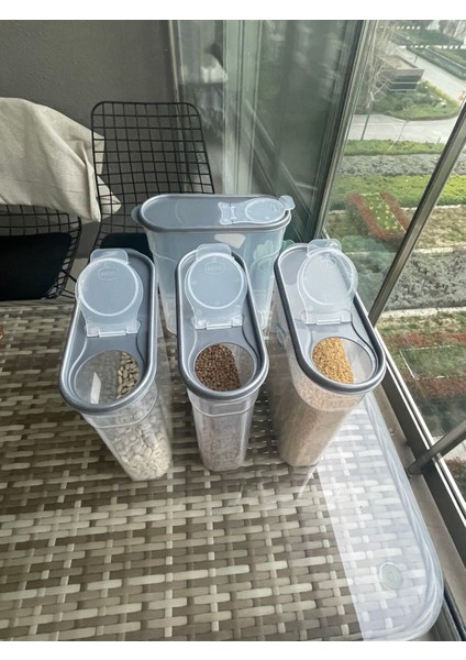 Erzak Bakliyat Kapaklı Kiler Saklama Kabı 6 Adet Set Lüks Şık Kutu Çeyiz Seti 4lt Mama Kabı