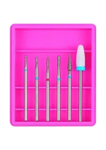 6 Parça Elektrikli Tırnak Törpüsü Freze Seramik Elmas Ucu Seti 2,4mm