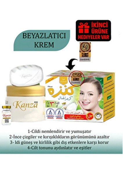 3’lü Kanza Beyazlatıcı Krem ve Sabun Seti Hediye