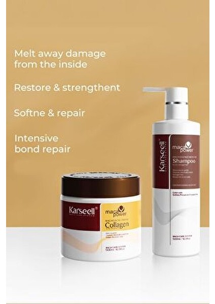 Maca Özü Onarıcı Repair Kolajen Saç Maskesi 500 ml + Maca Özü Nemlendirici Şampuan 500 ml Karsel fiyatları