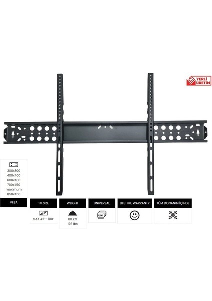 Tv Askı Aparatı VT-100S 42-100" Sabit Lcd-Led Tv Askı Aparatı modelleri