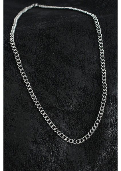 Bfs 316L Çelik Klasik Oval Zincir Model Gümüş Renk Erkek Kolye