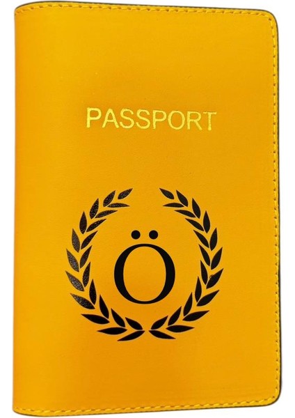 Harf Tasarımlı Deri Pasaport Kılıfı Ö
