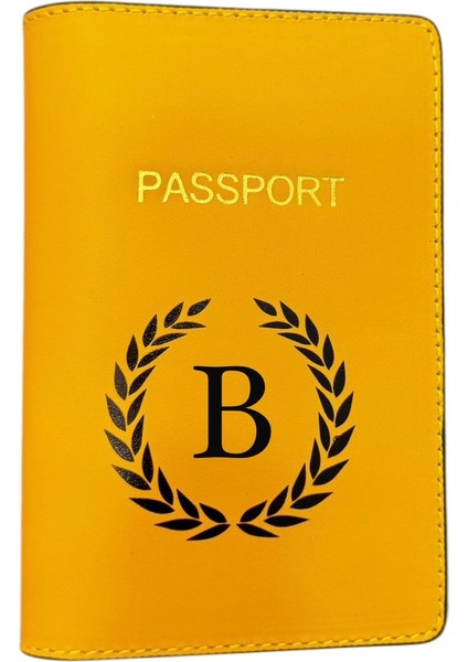Harf Tasarımlı Deri Pasaport Kılıfı B