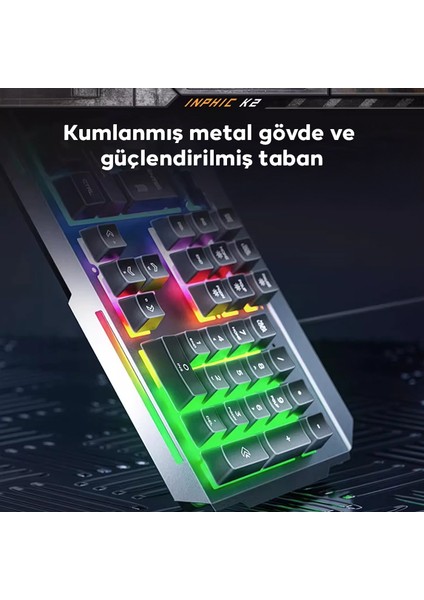 K2 USB Kablolu Oyun Klavyesi 104-KEY Sessiz Oyun Klavyesi Bilgisayar Laptop Için Cep Telefonu Yerleştirme Alanı modelleri