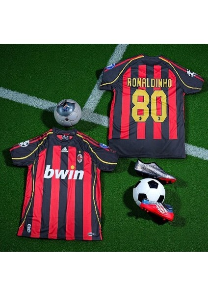 Ronaldinho Efsane Milan Nostalji Halı Saha Özel Tasarım Forması Kırmızı Siyah modelleri