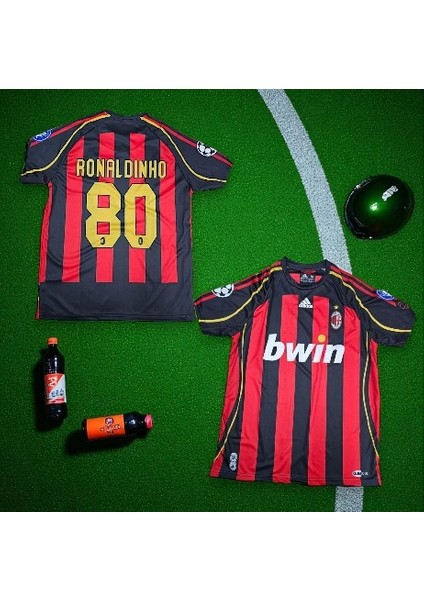 Ronaldinho Efsane Milan Nostalji Halı Saha Özel Tasarım Forması Kırmızı Siyah indirimleri