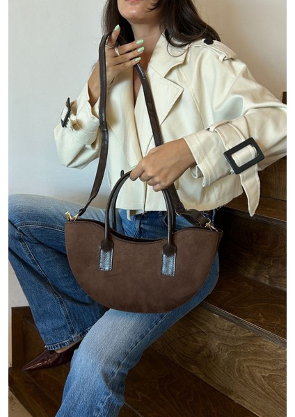 Lune Süet Omuz Çantası Acı Kahve fiyatları