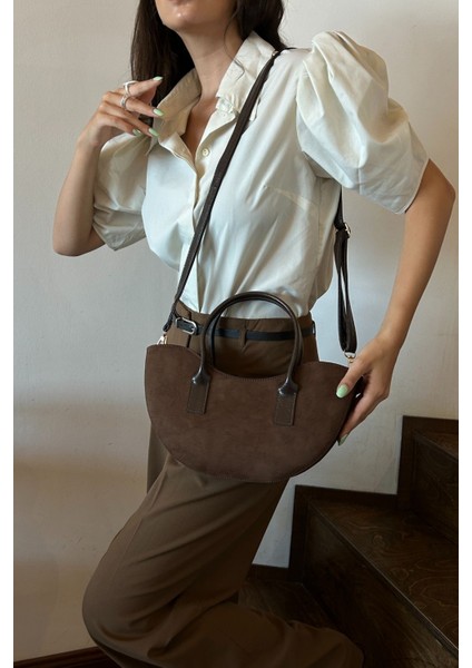 Lune Süet Omuz Çantası Acı Kahve modelleri