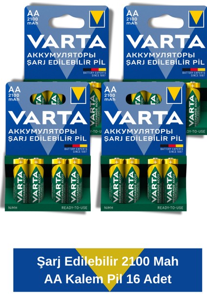Power Şarj Edilebilir Kalem Pil 2100MAH Aa 16 Adet