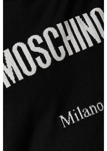 Yün Karışımlı Logo Kazak, Siyah, Ön Logo Detaylı, Ribanalı Manşet ve Etek Ucu fiyatları