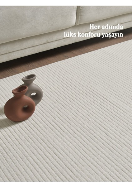 Modern Tasarımlı Salon Mutfak Koridor Halısı Düz Saçaklı Krem Renkli fiyatları