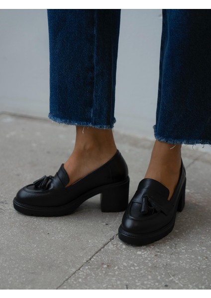 Rilsa Siyah Hakiki Deri Kadın MAKOSEN