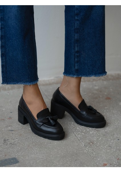 Rilsa Siyah Hakiki Deri Kadın MAKOSEN