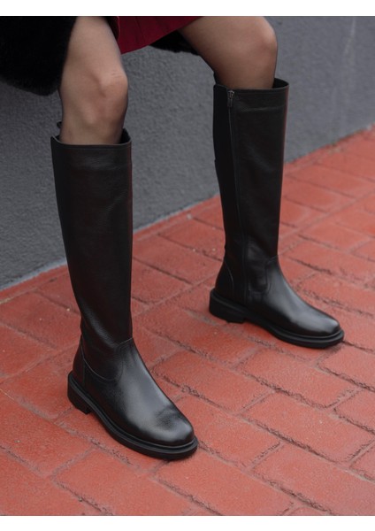 Akpom Siyah Hakiki Deri Çizme fiyatları