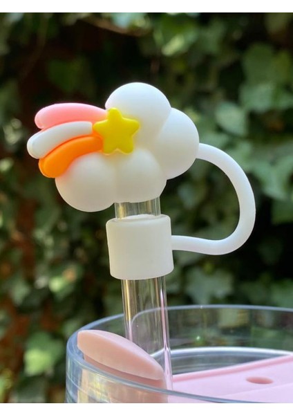 1 Adet Renkli 10 mm Için Pipet Tıpası Çiçekli Pipet Kapağı Quencher Pipet Tıpası 40 Oz ve 30 Oz Uyumlu