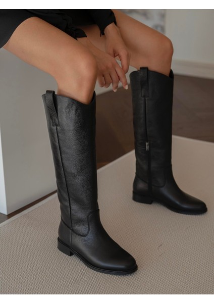 Dolberg Siyah Hakiki Deri Çizme