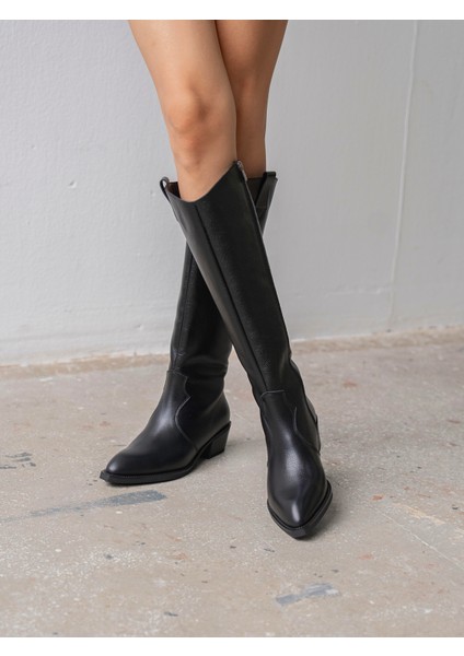 Moro Siyah Hakiki Deri Kadın Çizme indirimleri