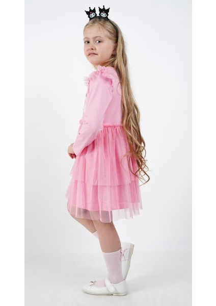 Kuromi Pembe Tül Detaylı Kız Çocuk Elbisesi fırsatları