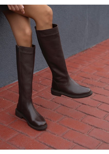 Akpom Kahve Hakiki Deri Çizme modelleri