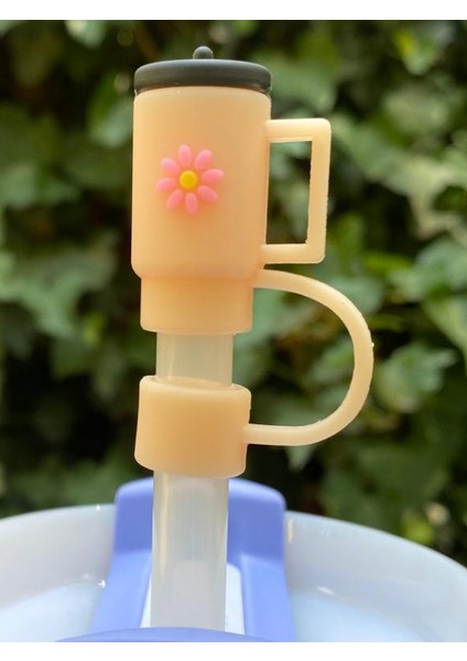 1 Adet Renkli 10 mm Için Pipet Tıpası Çiçekli Pipet Kapağı Quencher Pipet Tıpası 40 Oz ve 30 Oz Uyumlu