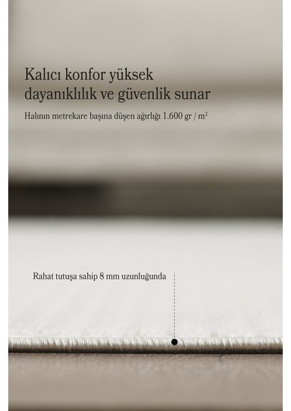 Modern Tasarımlı Salon Mutfak Koridor Halısı Düz Saçaklı Krem Renkli indirimleri