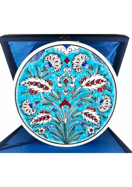 Hatayi ve Karanfil Desenli 25CM Iznik Çini Tabak