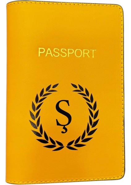 Harf Tasarımlı Deri Pasaport Kılıfı Ş