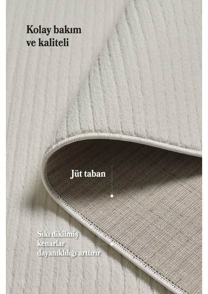 Modern Tasarımlı Salon Mutfak Koridor Halısı Düz Saçaklı Krem Renkli fırsatları