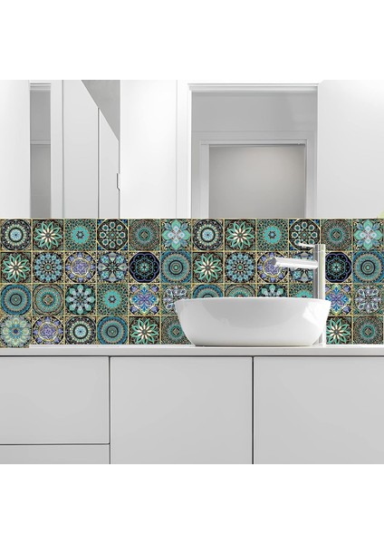 Mutfak Tezgah Arası Kaplama 60CM x 100CM Desenli Yapışkanlı Folyo Fayans Masa Dolap Kaplama Sticker