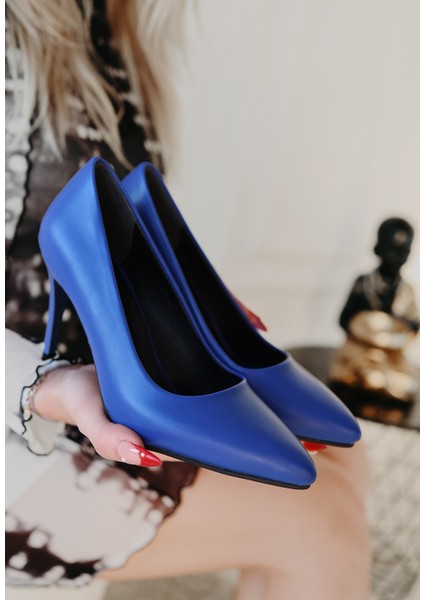 Eyesof Jilya Mavi Cilt Stiletto Ayakkabı fiyatları