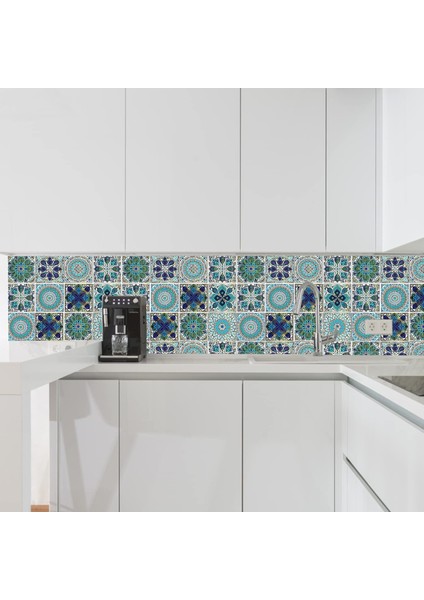 Mutfak Tezgah Arası Kaplama 60CM x 100CM Desenli Yapışkanlı Folyo Fayans Masa Dolap Kaplama Sticker