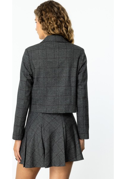 Kadın Ekoseli Mini Boy Etek 1095 Antrasit fırsatları