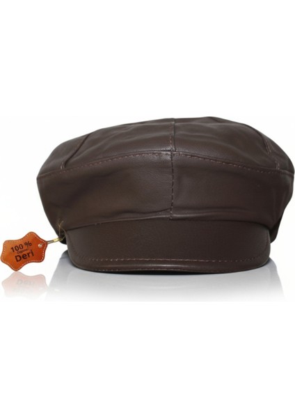 Hakiki Deri Kasket Şapka Açık Kahverengi Hakikideriaçıkkahverengikasket1