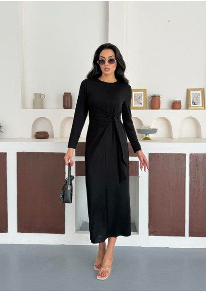 Yandan Bağlamalı Modal Kumaş Uzun Elbise fiyatları