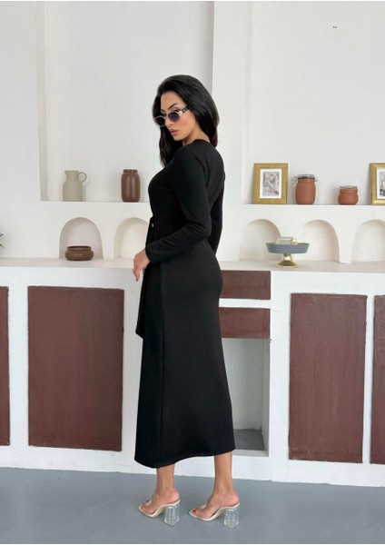 Yandan Bağlamalı Modal Kumaş Uzun Elbise fırsatları