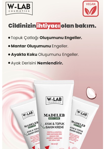 Kozmetik Ayak Topuk Bakım Kremi 100 ml ve W-Lab Kozmetik Ayak Tırnak Bakım Spreyi 100 ml modelleri