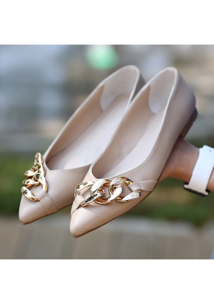 Eyesof Popi Nude Cilt Zincirli Babet Ayakkabı