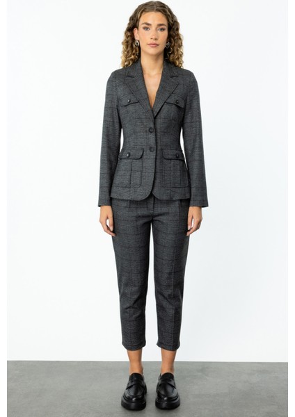 Kadın Desenli Boru Paça Pantolon 1085 Antrasit fiyatları