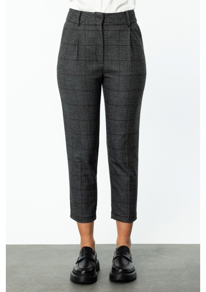 Kadın Desenli Boru Paça Pantolon 1085 Antrasit modelleri