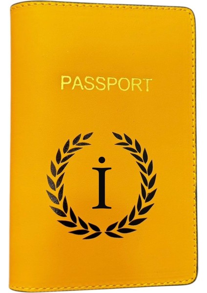 Harf Tasarımlı Deri Pasaport Kılıfı I