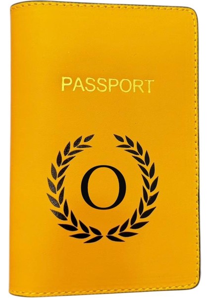 Harf Tasarımlı Deri Pasaport Kılıfı O