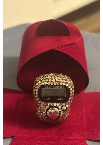 1 Adet Kahverengi Kristal Taşlı Zikirmatik - Yüzük Tesbih Zikir Matik Namaz Zikir