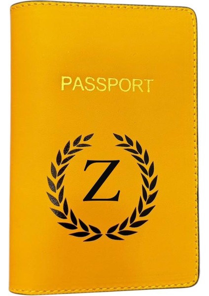 Harf Tasarımlı Deri Pasaport Kılıfı Z