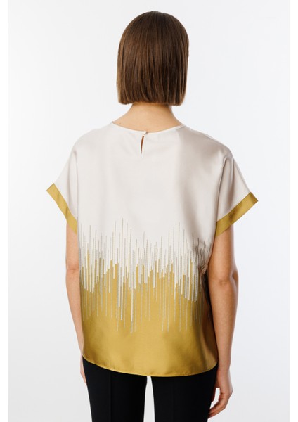 Kadın Altı Desenli Sıfır Yaka Bluz 3106 Safran fırsatları