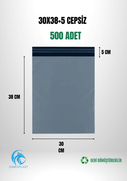 Cepsiz Kargo Poşeti 500 Adet - 30 cm x 38 cm + 5 cm