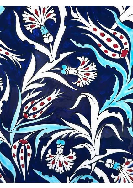 Mavi Beyaz Lale ve Karanfil Motifli Iznik Çini Tabak fiyatları